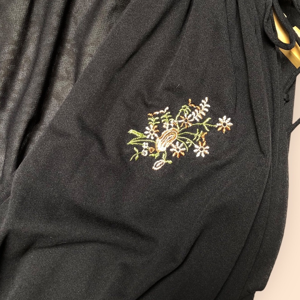Vintage 70s Montgomery Ward & Co. Young & Now Black Sheer Embroidered Dress - Picture 6 of 12